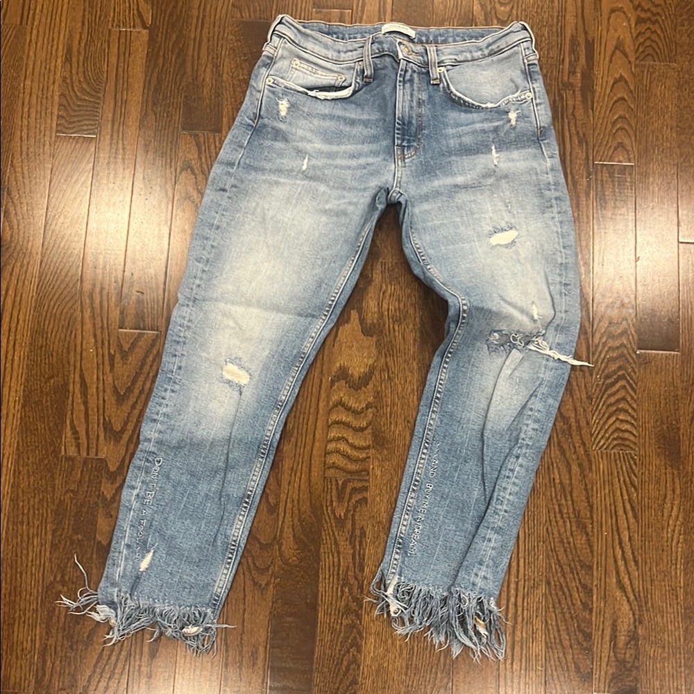 Zara Light Blue Women's Jeans with Fringes